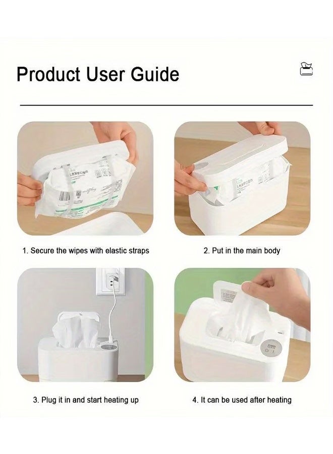 Beauenty Baby Wipe Warmer, Baby Wet Wipes Dispenser, Portable Thermostat Baby Wipes Heater, Diaper Wipes Warmer for Newborn Baby, Keeps Wipes Warm and Moist, Prevent Dry, Baby Shower Gifts, White - Image 3